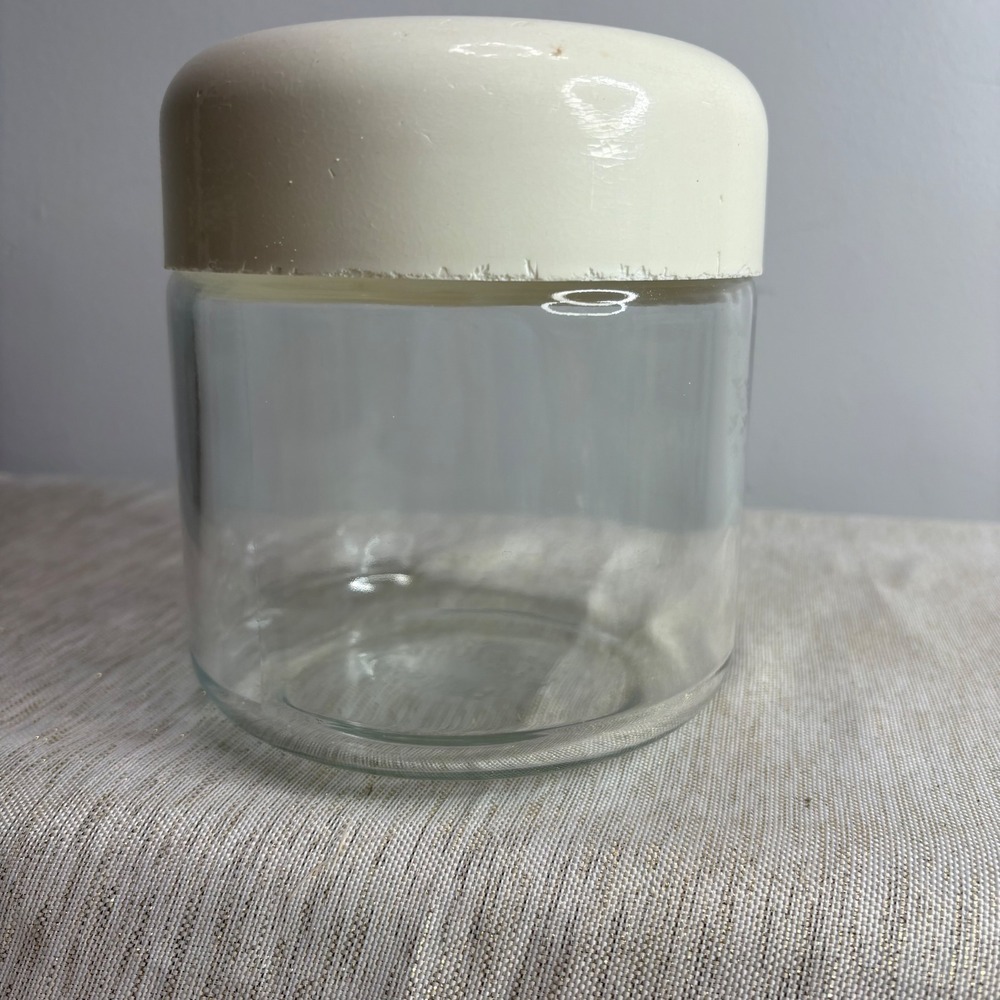 Heller Designs Inc Glass Jar Storage Container Cream Lid Kitchen Pantry Decor